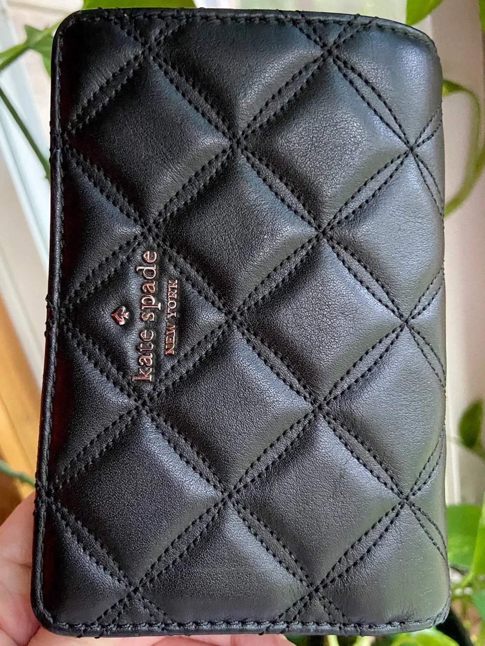 Kate Spade Carey Quilted Leather Medium Compact Bifold Wallet - Black Clean Girl